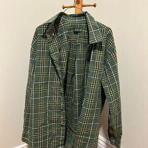 100% COTTON Vintage Orvis Men's Green Plaid Shirt.
